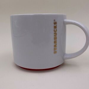 Starbucks White Mug with Red Accent